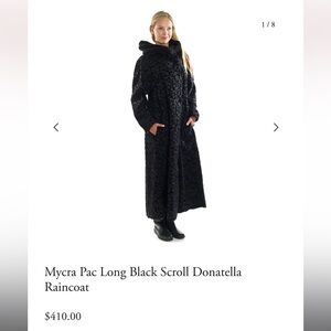 Mycra Pac Long Black Scroll Donatella Raincoat
